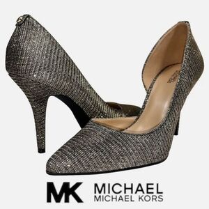 Michael Michael Kors Nathalie Flex High Pump Glitter Chain Mesh Size 9M Festive